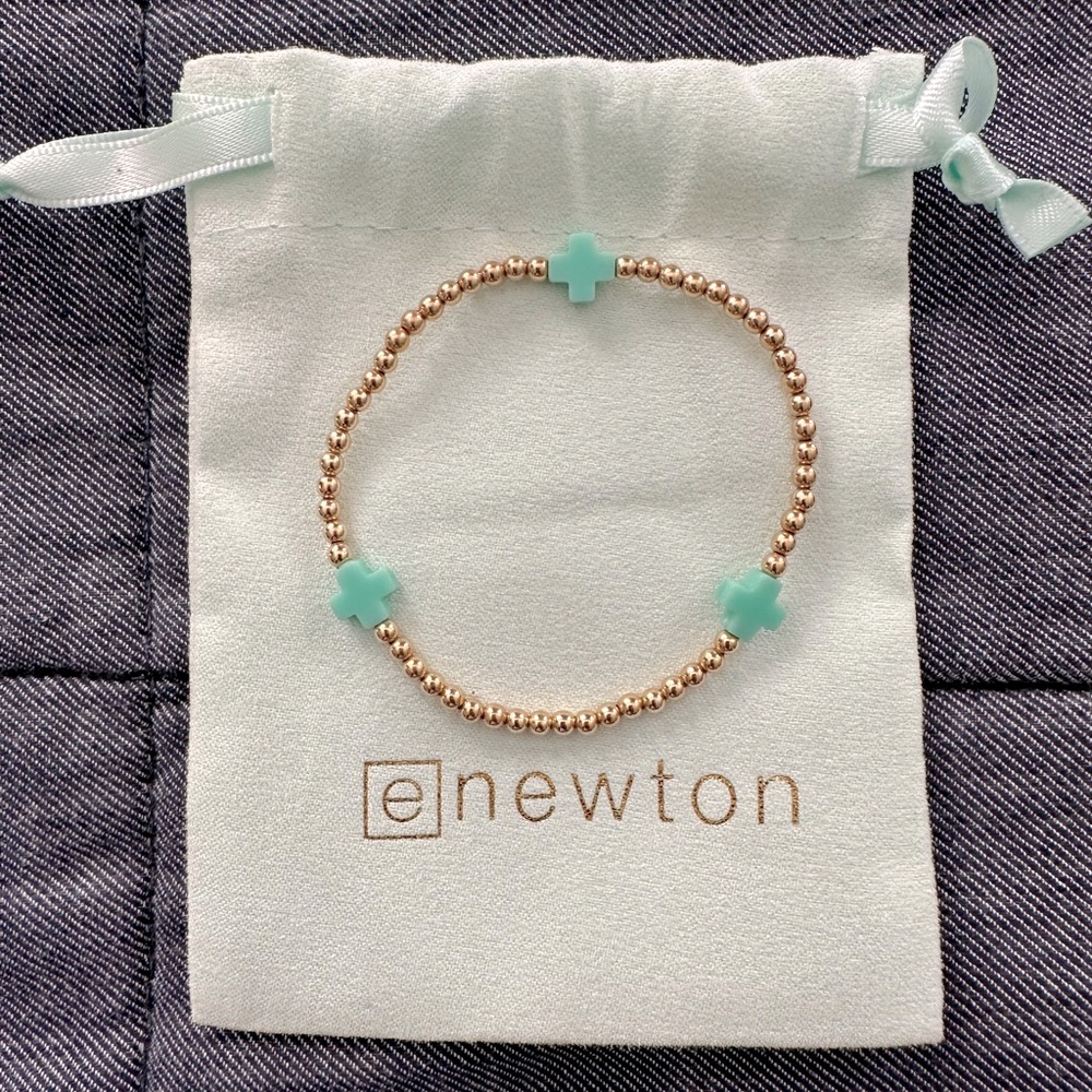 Authentic Enewton 3m Gold/Turquoise Cross Bracelet